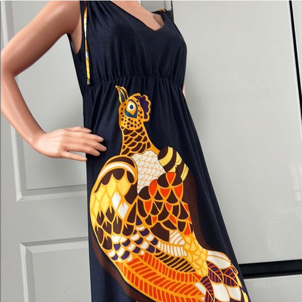 Nikki by Nikki Poulos "Dolores" Black Orange Maxi Embellished Dress Size Large - Picture 3 of 14